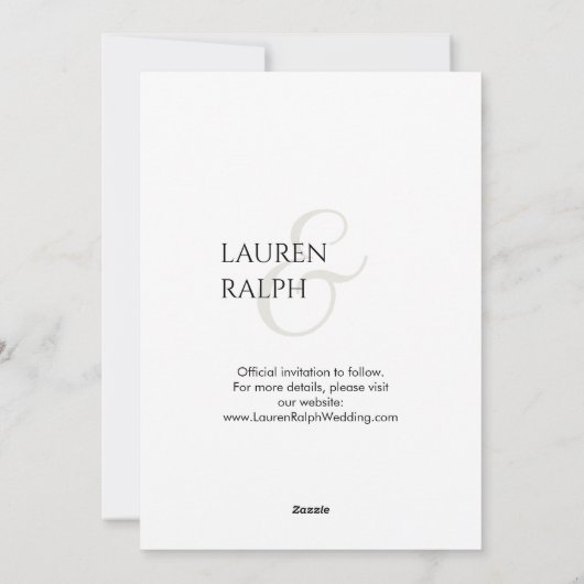 シックなスクリプトフォトウェディング日付を保存 シーズンカード (裏面)