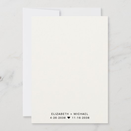 シックなスクリプトフォトオーバーレイクリームウェディングレセプション 招待状 (裏面)