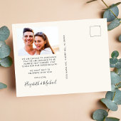 シックなスクリプトフォトオーバーレイクリーム婚約 案内ポストカード