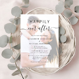 シックなスクリプトフォトオーバーレイQRコードクリー結婚ム 招待状