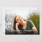 シックなスクリプトフォトコラージュ卒業イニビテーション 案内状 (正面)