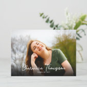 シックなスクリプトフォトコラージュ卒業イニビテーション 案内状 (スタンド正面)