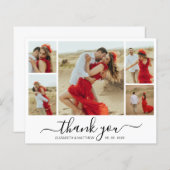 シックなスクリプトフォトバジェット結婚ズのサンキューカード (正面/裏面)