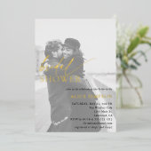 シックなスクリプトフォトブライダルシャワーフォイル招待状 箔招待状 (立ち正面)