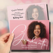 シックなスクリプトフォト卒業パーティー招待状 ポストカード