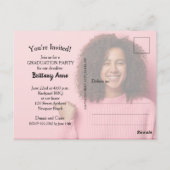 シックなスクリプトフォト卒業パーティー招待状 ポストカード (裏面)