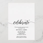 シックなスクリプトフォト卒業金ゴールド 箔招待状 (裏面)