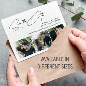 シックなスクリプトフォトMINI SIZE結婚式の日付を保存 ノートカード
