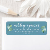 シックなスクリプトフォージブルー差出人住所ラベル ラベル (インサイチュ)