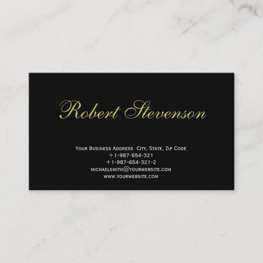 シックなスクリプトブラックインテリアデザイナー名刺 名刺 (正面)