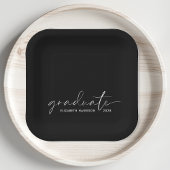シックなスクリプトブラック卒業パーティー ペーパープレート