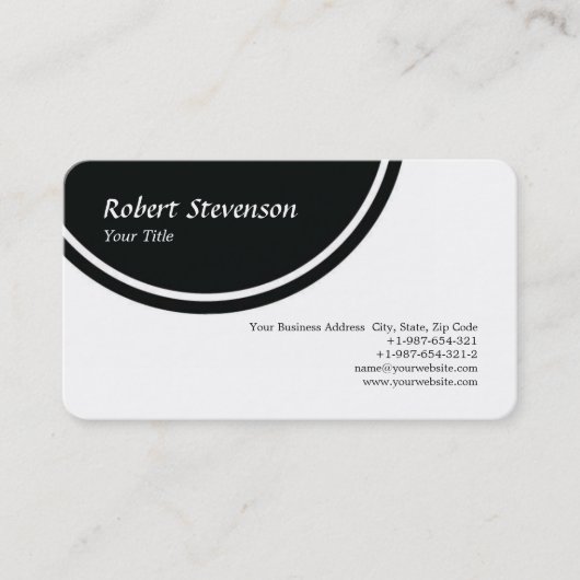 シックなスクリプトブラック&ホワイトミニマルデザイン 名刺 (正面)