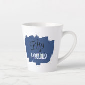 シックなスクリプトブルーシュマーフィフティ&ファブラス誕生日 カフェラテマグ (右)