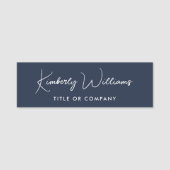 シックなスクリプトプロフェッショナルブルー 名札 (正面)