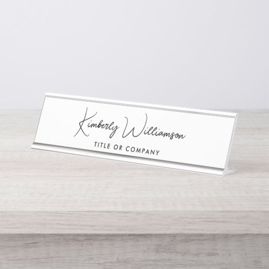 シックなスクリプトプロフェッショナル デスクネームプレート (正面)