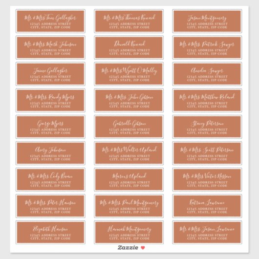 シックなスクリプトラストオレンジゲスト住所 シール (シート)