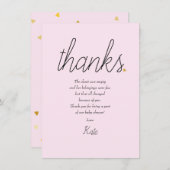 シックなスクリプトラブハートベビーガール感謝の詩 サンキューカード (正面/裏面)