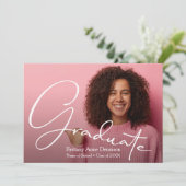 シックなスクリプト写真の卒業 招待状 (スタンド正面)