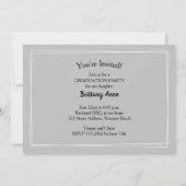 シックなスクリプト写真の卒業 招待状 (裏面)