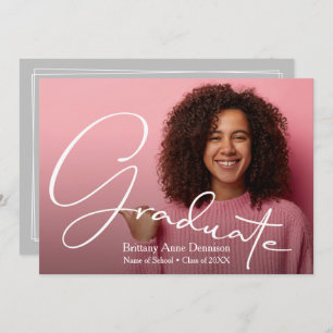 シックなスクリプト写真の卒業 招待状