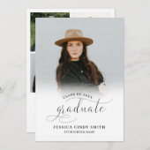 シックなスクリプト卒業生5フォトコラージュ卒業 案内状 (正面/裏面)