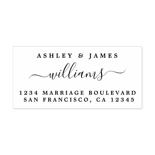 シックなスクリプト名の新しい姓差出人住所 セルフインキングスタンプ (デザイン)