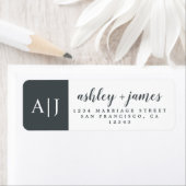 シックなスクリプト名モノグラム結婚の差出人住所 ラベル (インサイチュ)