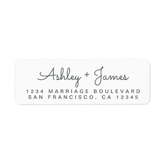 シックなスクリプト名結婚の差出人住所 ラベル (正面)