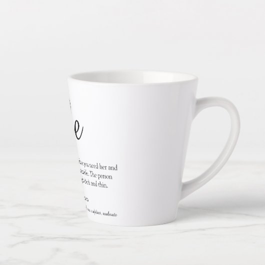 シックなスクリプト妻の定義ブラックとホワイトのおもしろい カフェラテマグ (右)