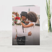 シックなスクリプト折り畳み多重結婚写真 サンキューカード (正面)