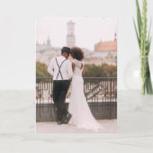 シックなスクリプト折り畳み多重結婚写真 サンキューカード (裏面)