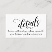シックなスクリプト日付と結婚の詳細カードの保存 名刺 (裏面)