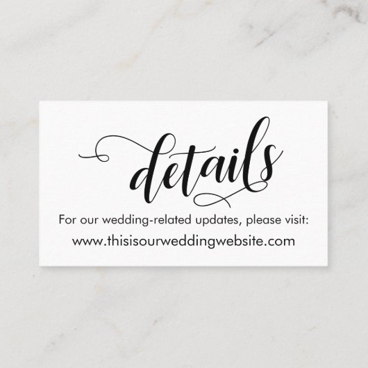 シックなスクリプト日付と結婚の詳細カードの保存 名刺 (裏面)