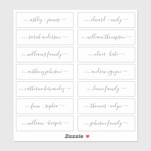 シックなスクリプト書道のゲスト名ラベル シール (シート)