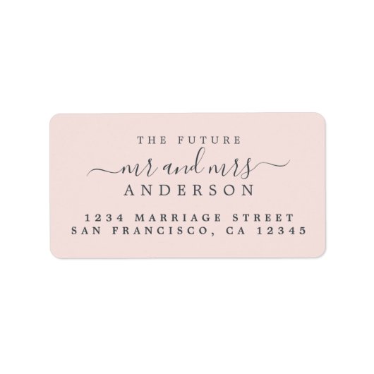 シックなスクリプト未来ピンク夫人結婚の住所 ラベル (正面)