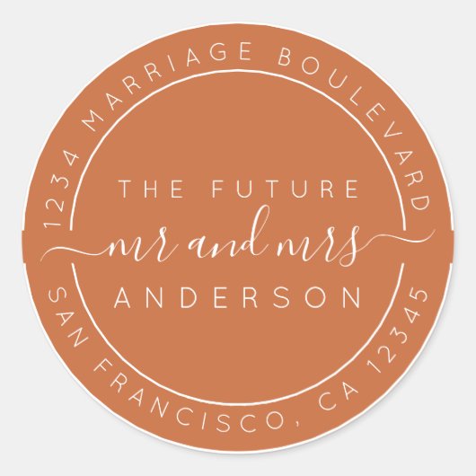 シックなスクリプト未来ミセス結婚ズ差出人住所C ラウンドシール (正面)