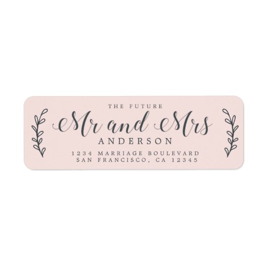 シックなスクリプト未来ミセス・ピンク差出人住所 ラベル (正面)