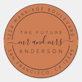 シックなスクリプト未来ミセス・ミセス・差出人住所・オレンジ ラウンドシール