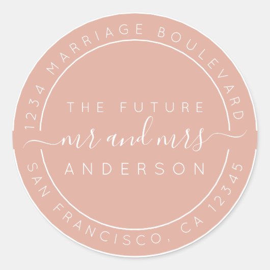 シックなスクリプト未来ミセス・ミセス・差出人住所・ピンク ラウンドシール (正面)