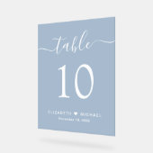 シックなスクリプト結婚ダスティブルーのテーブル番号 アクリルサイン (傾斜)