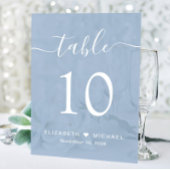 シックなスクリプト結婚ダスティブルーのテーブル番号 アクリルサイン
