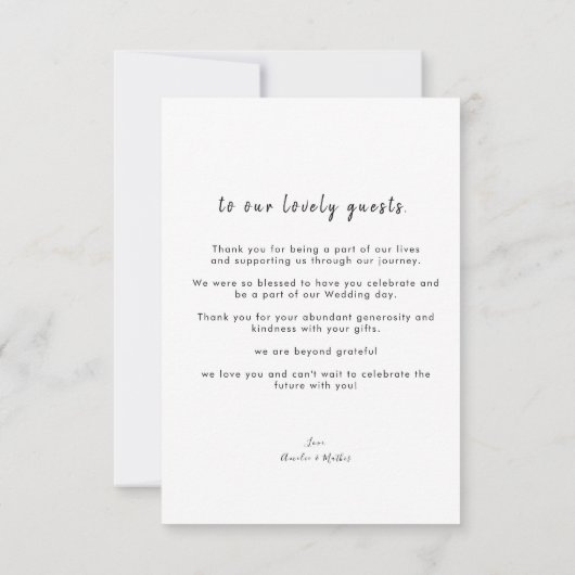 シックなスクリプト結婚フォトのサンキューカード サンキューカード (裏面)