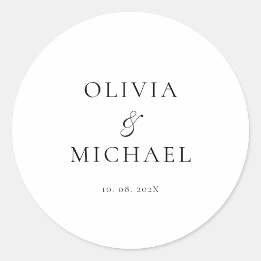 シックなスクリプト結婚ミニマリスト ラウンドシール (正面)