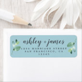 シックなスクリプト緑結婚の葉の差出人住所L ラベル (インサイチュ)