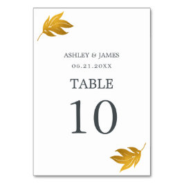 シックなスクリプト金ゴールドリーフミニマル結婚ズ テーブルナンバー