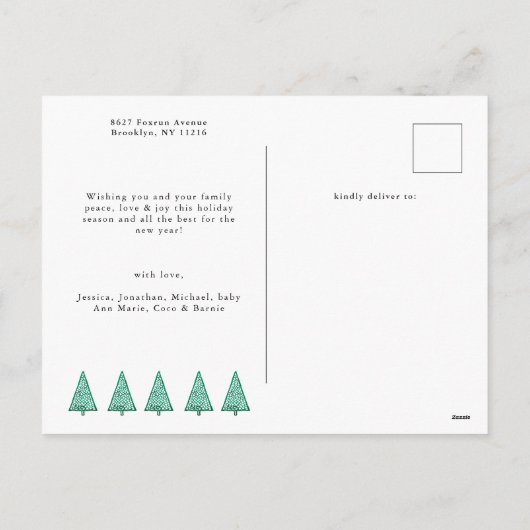 シックなスクリプト12フォトコラージュエレガントクリスマス シーズンポストカード (裏面)