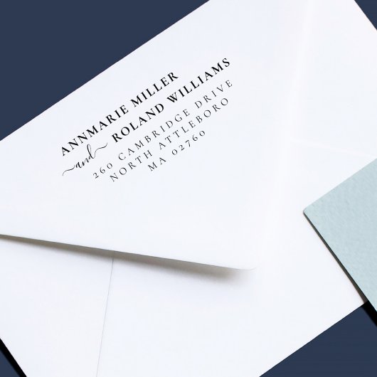 シックなスクリプト2つの姓のエレガント差出人住所 セルフインキングスタンプ