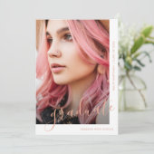 シックなスクリプト2枚の写真卒業 招待状 (スタンド正面)