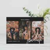 シックなスクリプト3写真の卒業 案内状 (スタンド正面)