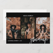 シックなスクリプト3写真の卒業 案内状 (正面/裏面)